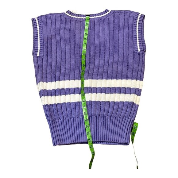 Vintage Andrew St John Medium Women’s Sweater Vest Knit Purple Stripe Golf NWT - Picture 8 of 8